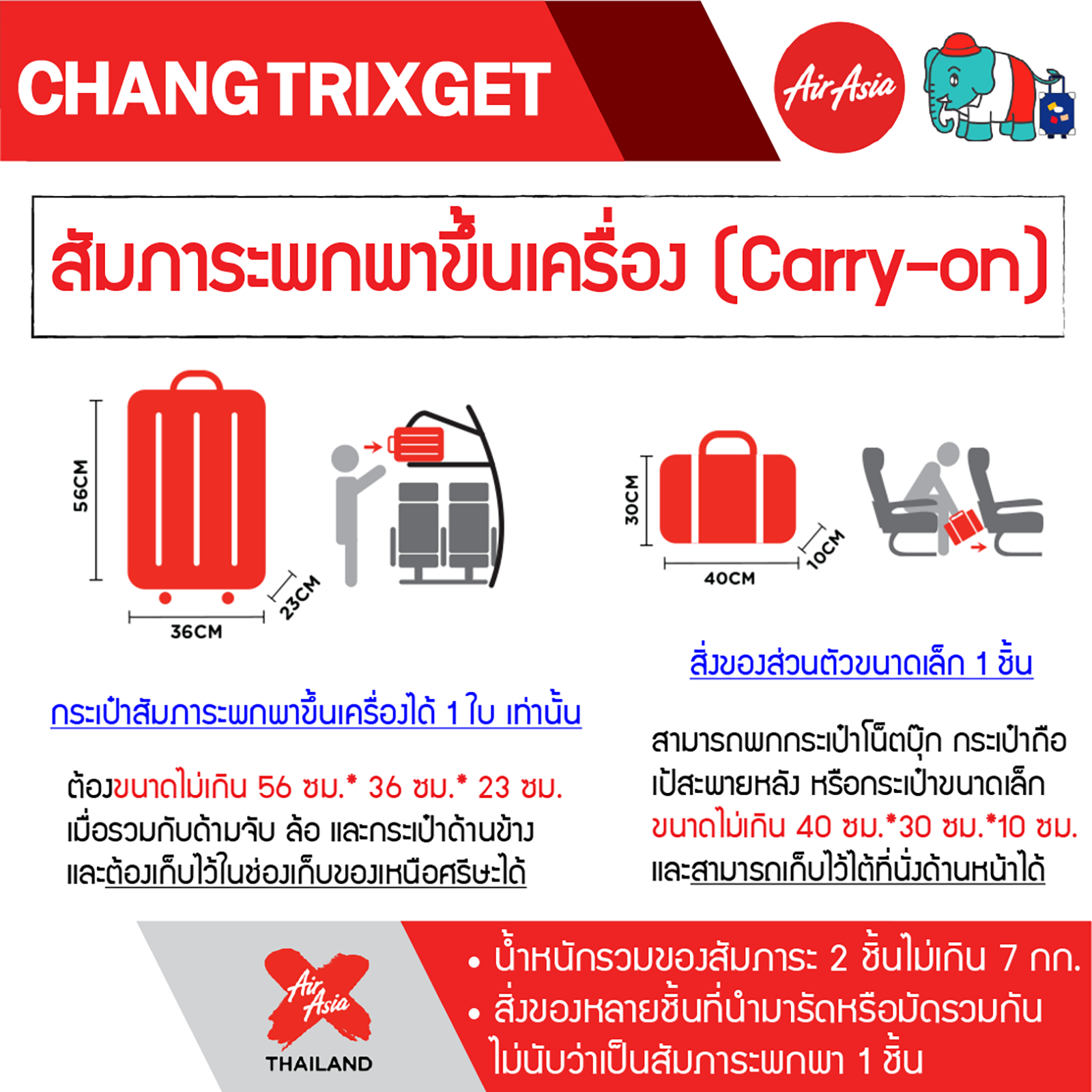 สัมภาระขึ้นเครื่อง Thai AirAsia X